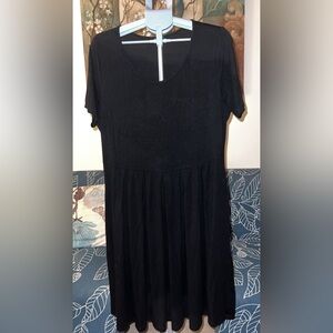 Women Dress Short Sleeve Swing Casual Dress with Pockets Knee Length